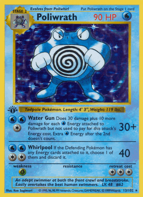 Poliwrath #13 from Base - Rare Holo - Illustrated by Ken Sugimori