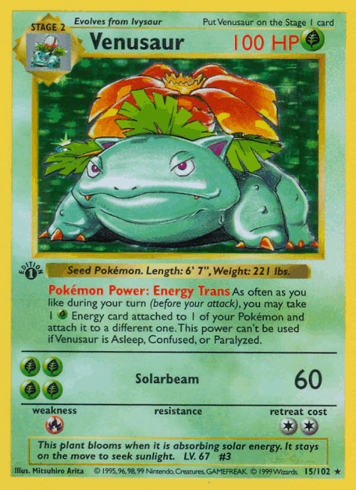 Venusaur #15 from Base - Rare Holo - Illustrated by Mitsuhiro Arita