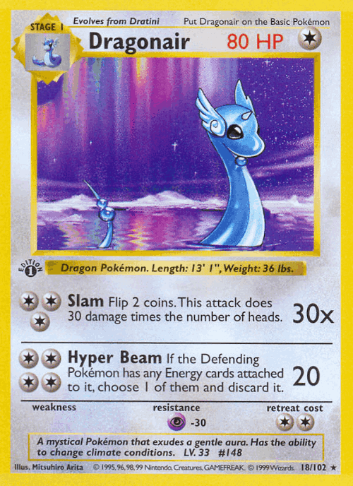 Dragonair #18 from Base - Rare - Illustrated by Mitsuhiro Arita