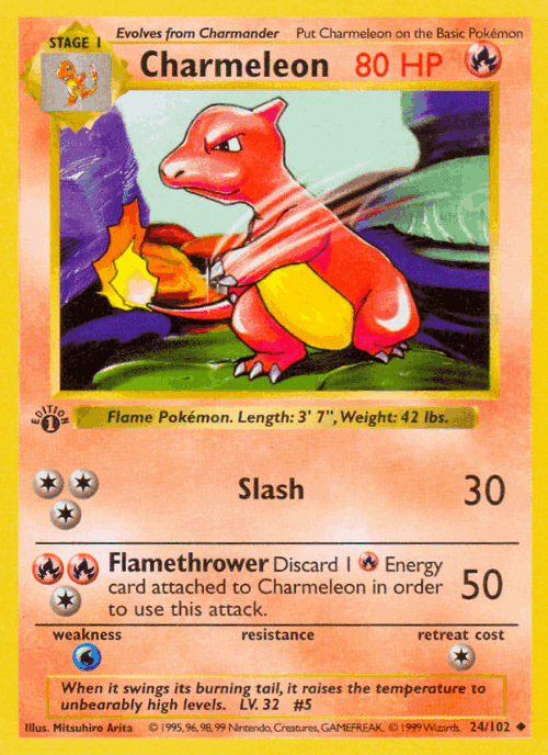 Charmeleon #24 from Base - Uncommon - Illustrated by Mitsuhiro Arita
