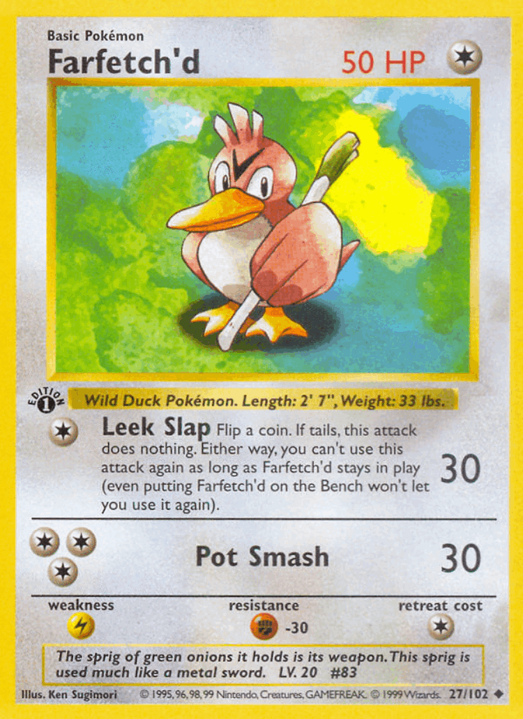 Farfetch'd #27 from Base - Uncommon - Illustrated by Ken Sugimori