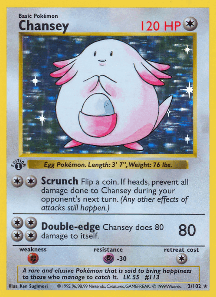 Chansey #3 from Base - Rare Holo - Illustrated by Ken Sugimori