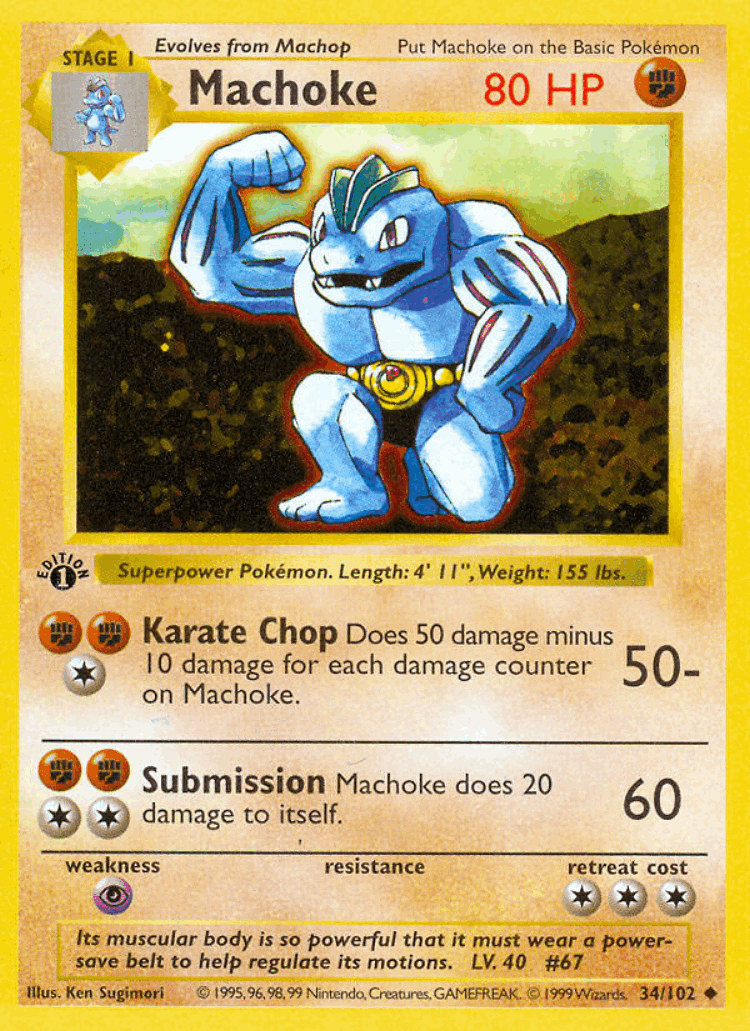 Machoke #34 from Base - Uncommon - Illustrated by Ken Sugimori