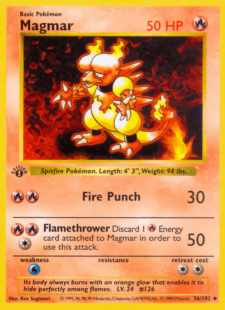 Magmar #36 from Base - Uncommon - Illustrated by Ken Sugimori