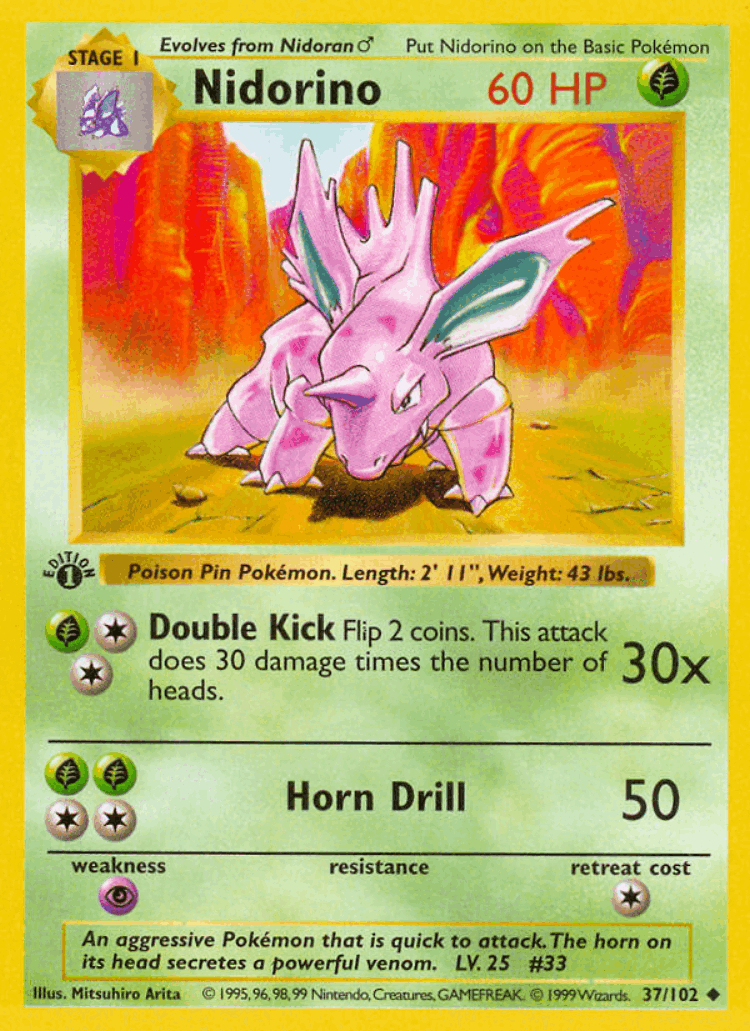 Nidorino #37 from Base - Uncommon - Illustrated by Mitsuhiro Arita