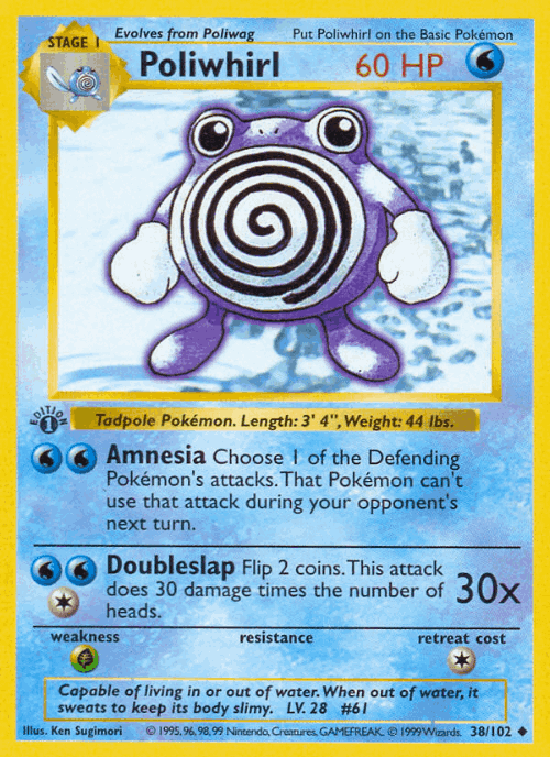 Poliwhirl #38 from Base - Uncommon - Illustrated by Ken Sugimori