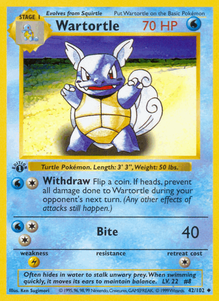 Wartortle #42 from Base - Uncommon - Illustrated by Ken Sugimori