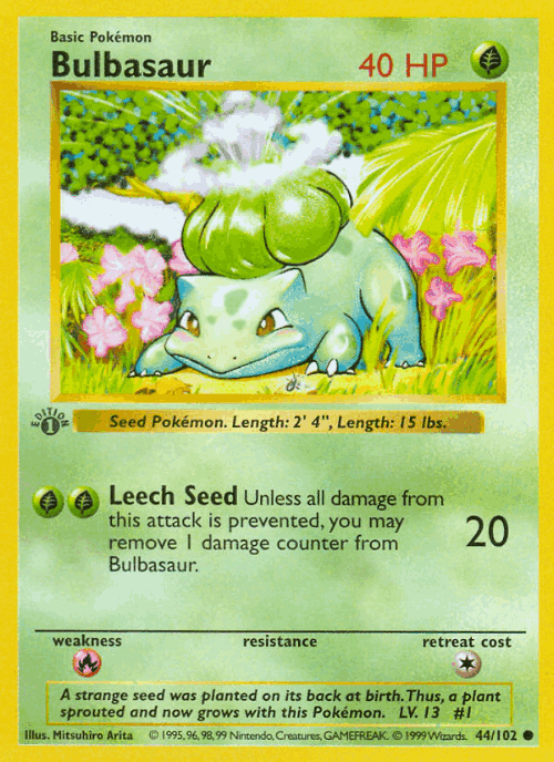 Bulbasaur #44 from Base - Common - Illustrated by Mitsuhiro Arita