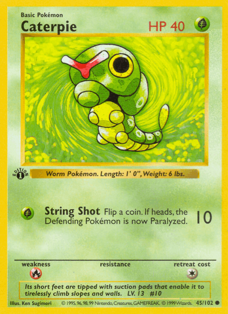 Caterpie #45 from Base - Common - Illustrated by Ken Sugimori