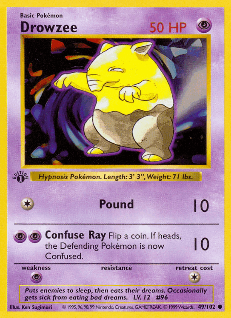 Drowzee #49 from Base - Common - Illustrated by Ken Sugimori