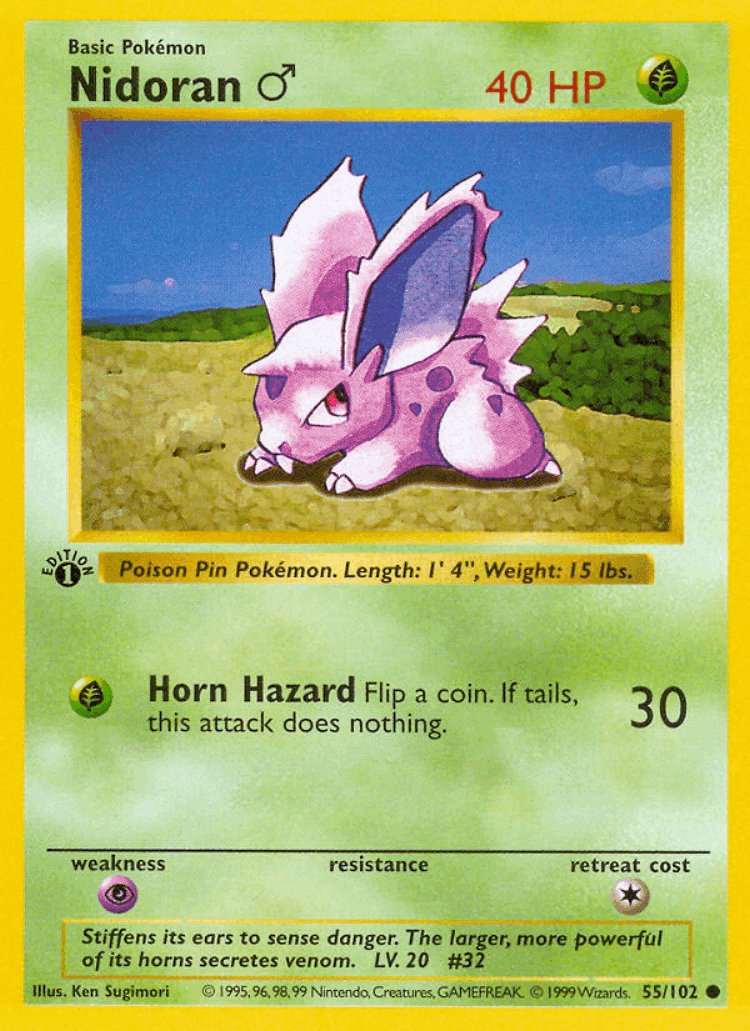 Nidoran ♂ #55 from Base - Common - Illustrated by Ken Sugimori