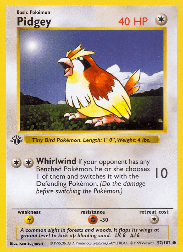 Pidgey #57 from Base - Common - Illustrated by Ken Sugimori