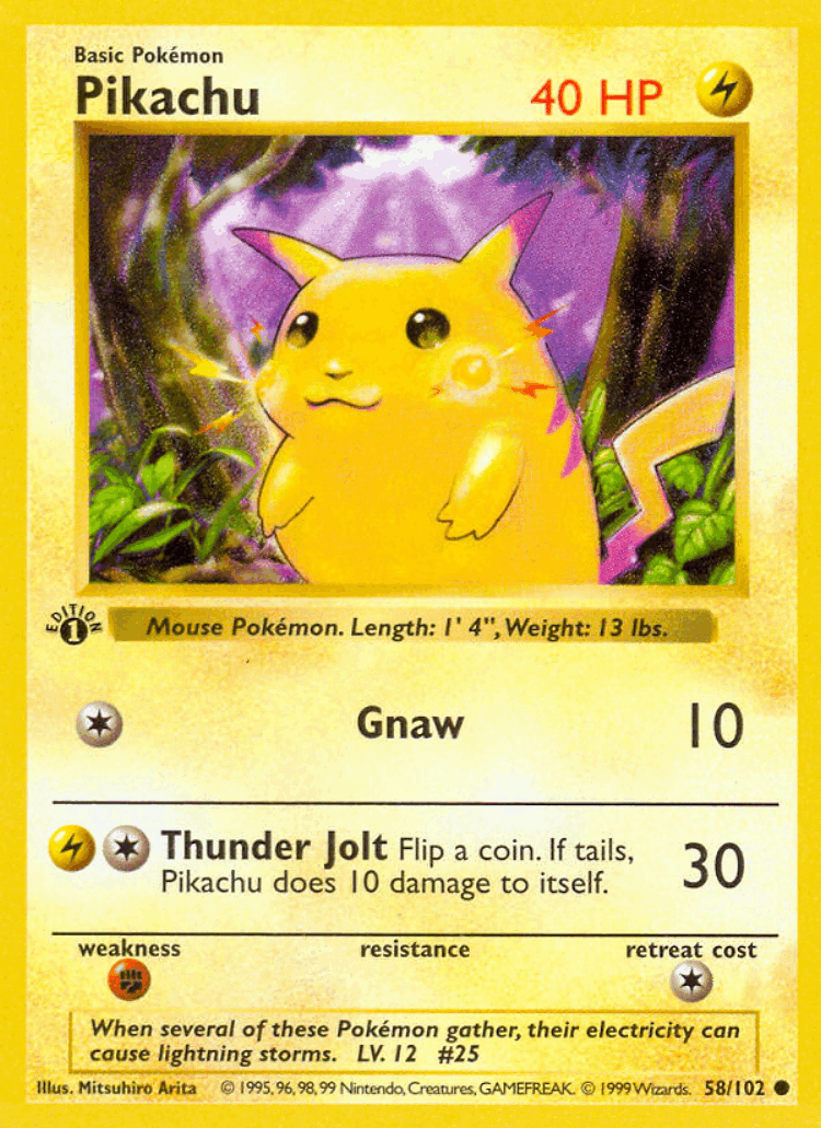 Pikachu #58 from Base - Common - Illustrated by Mitsuhiro Arita