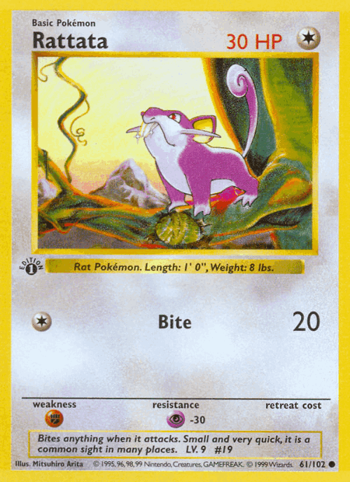 Rattata #61 from Base - Common - Illustrated by Mitsuhiro Arita