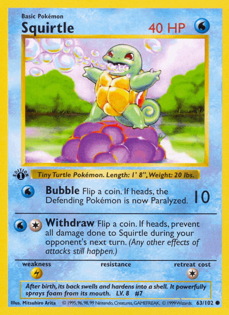 Squirtle #63 from Base - Common - Illustrated by Mitsuhiro Arita