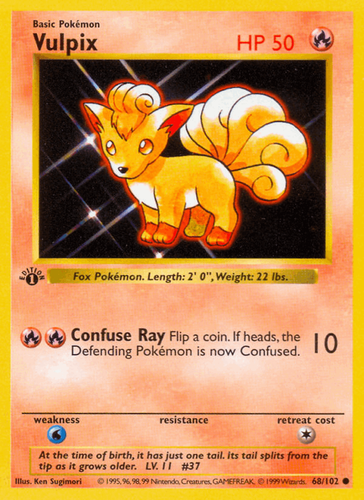 Vulpix #68 from Base - Common - Illustrated by Ken Sugimori
