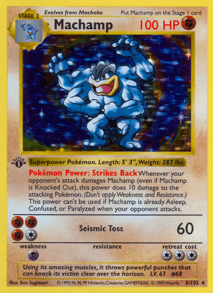 Machamp #8 from Base - Rare Holo - Illustrated by Ken Sugimori