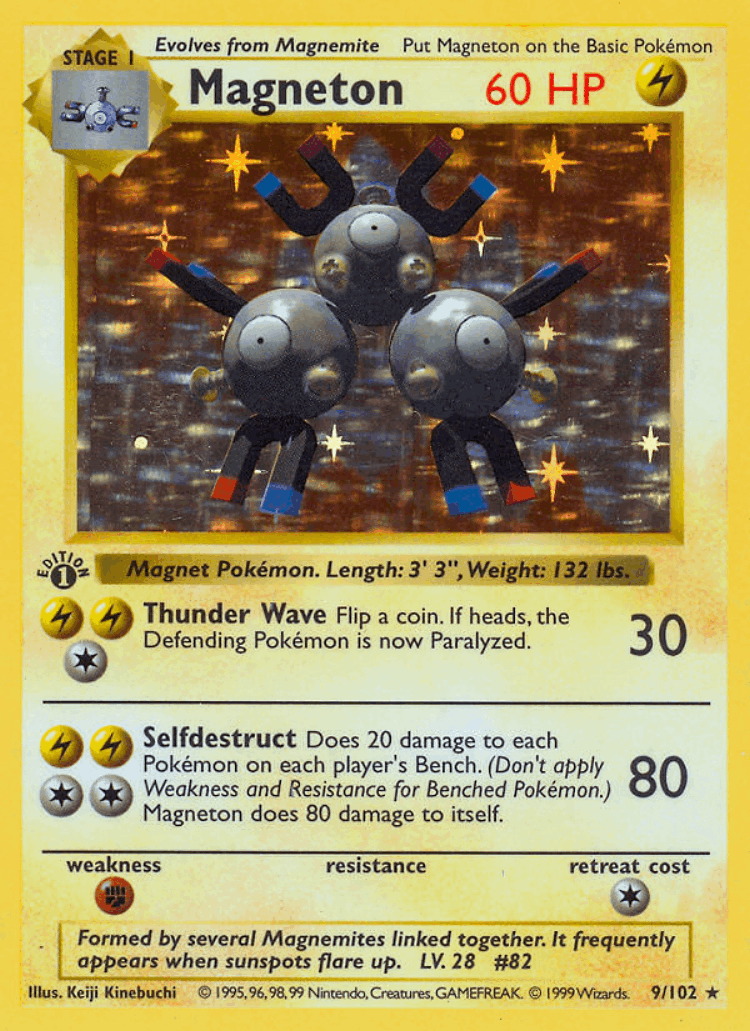 Magneton #9 from Base - Rare Holo - Illustrated by Keiji Kinebuchi