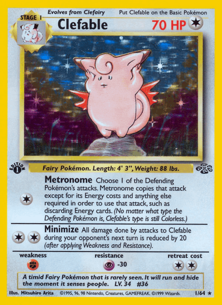 Clefable #1 from Jungle - Rare Holo - Illustrated by Mitsuhiro Arita