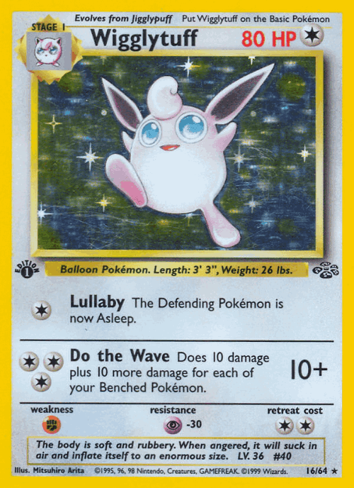 Wigglytuff #16 from Jungle - Rare Holo - Illustrated by Mitsuhiro Arita