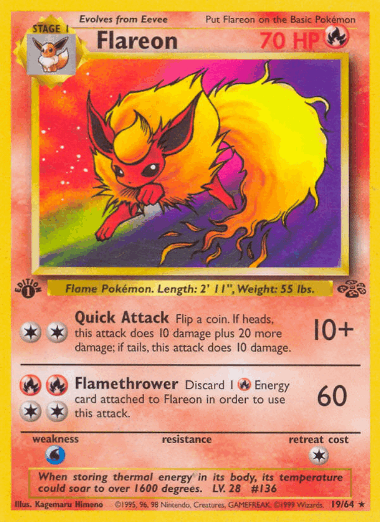 Flareon #19 from Jungle - Rare - Illustrated by Kagemaru Himeno