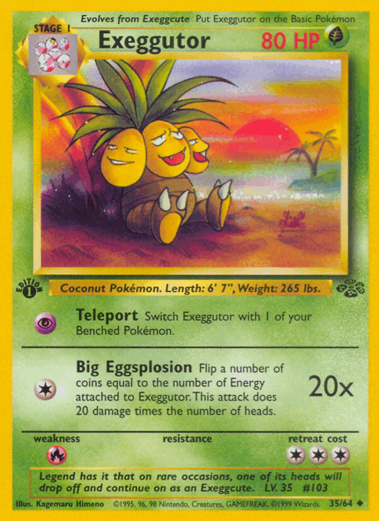 Exeggutor #35 from Jungle - Uncommon - Illustrated by Kagemaru Himeno