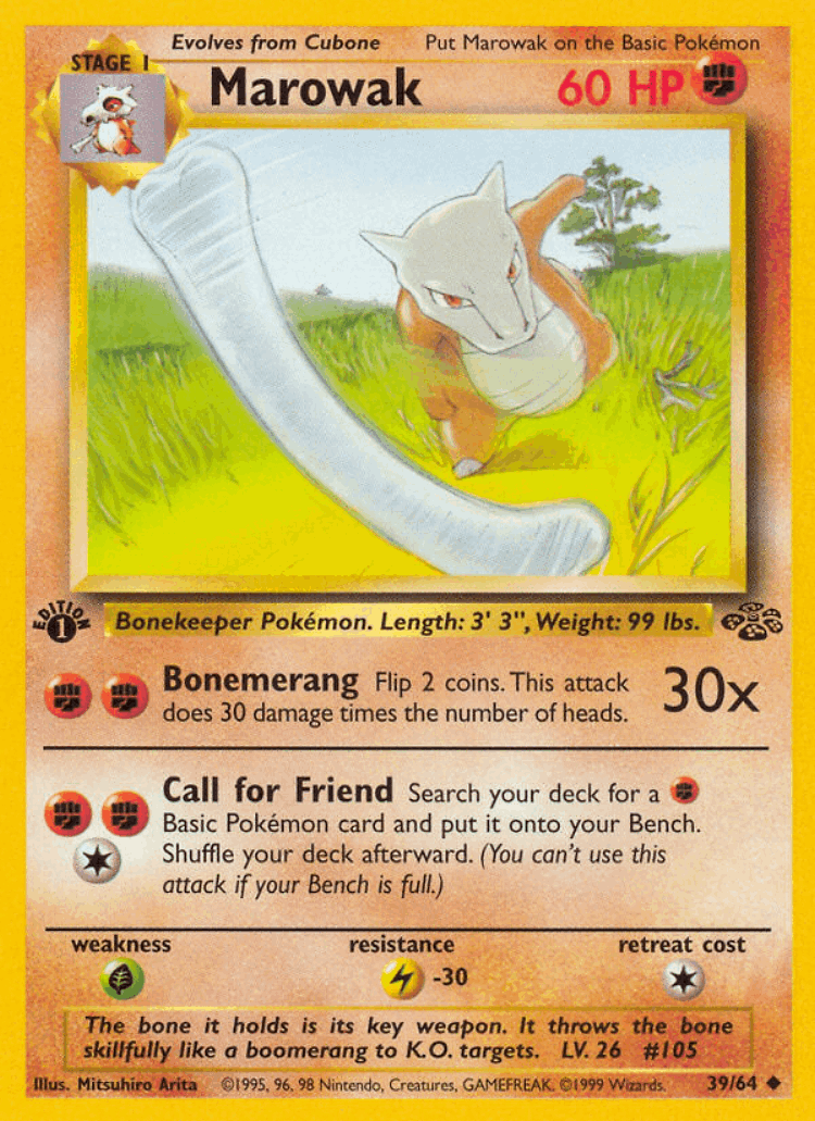 Marowak #39 from Jungle - Uncommon - Illustrated by Mitsuhiro Arita
