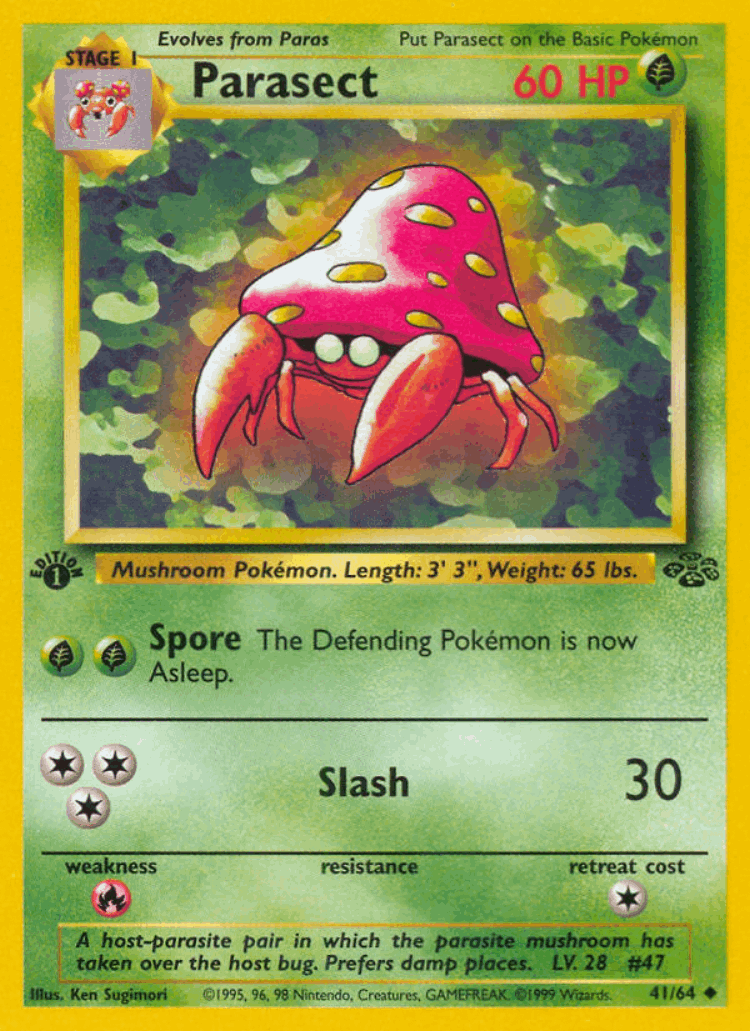 Parasect #41 from Jungle - Uncommon - Illustrated by Ken Sugimori