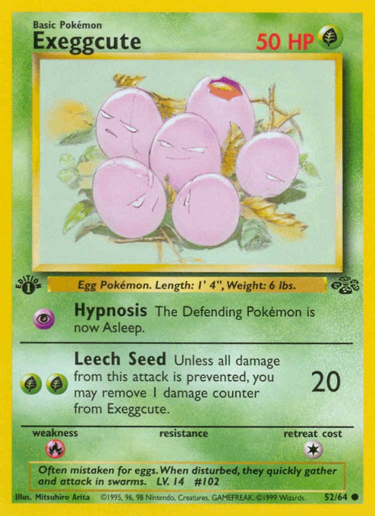 Exeggcute #52 from Jungle - Common - Illustrated by Mitsuhiro Arita