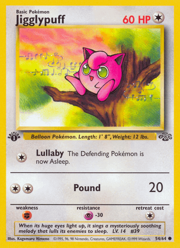 Jigglypuff #54 from Jungle - Common - Illustrated by Kagemaru Himeno