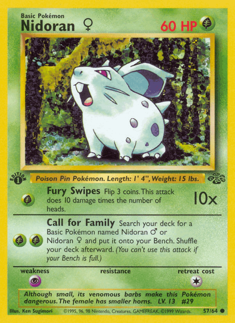 Nidoran ♀ #57 from Jungle - Common - Illustrated by Ken Sugimori