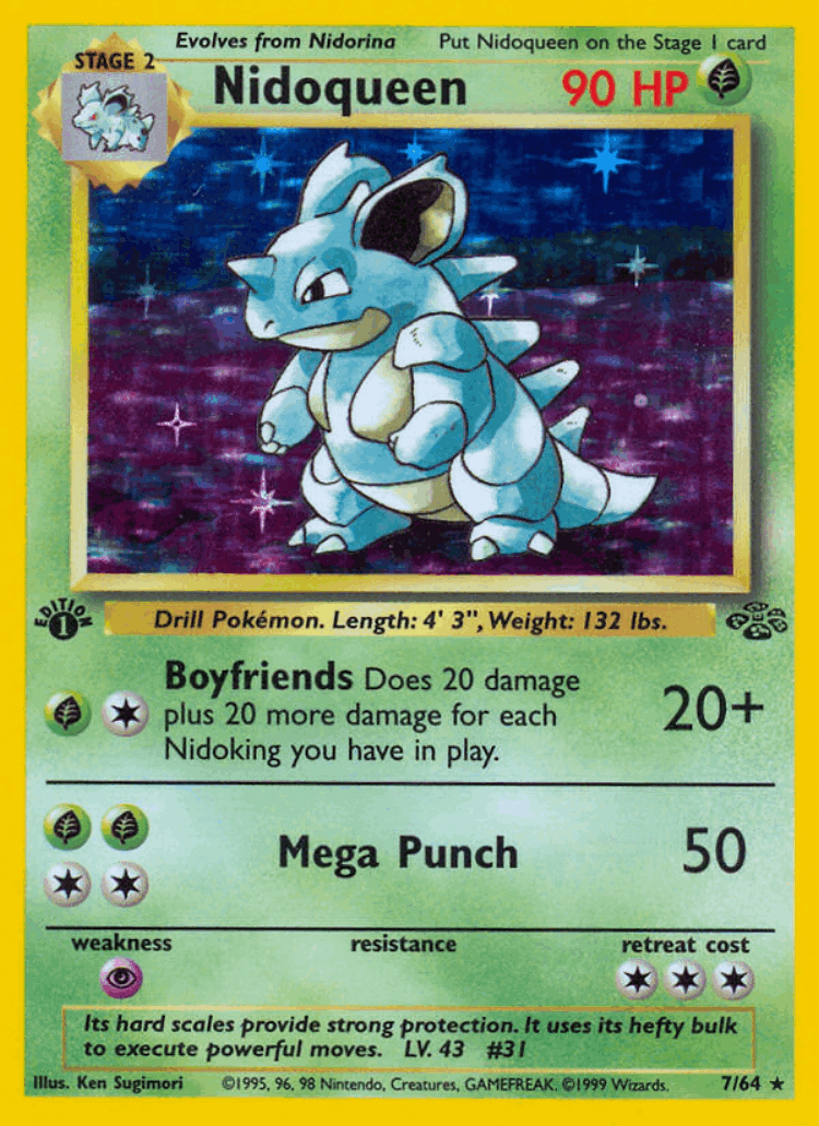 Nidoqueen #7 from Jungle - Rare Holo - Illustrated by Ken Sugimori