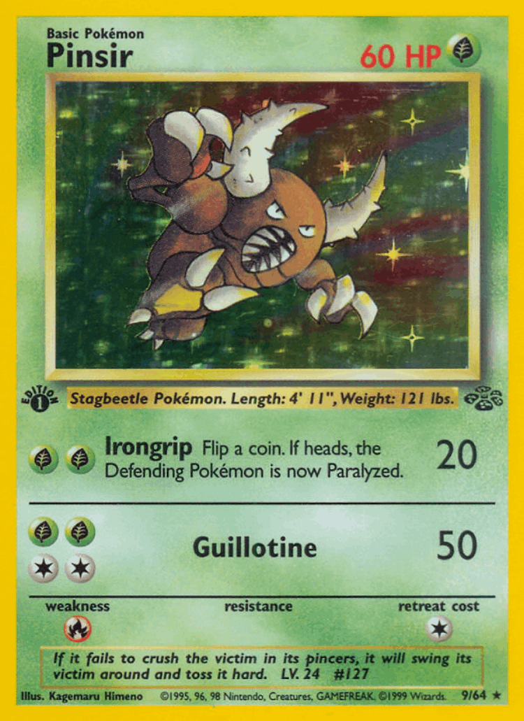 Pinsir #9 from Jungle - Rare Holo - Illustrated by Kagemaru Himeno