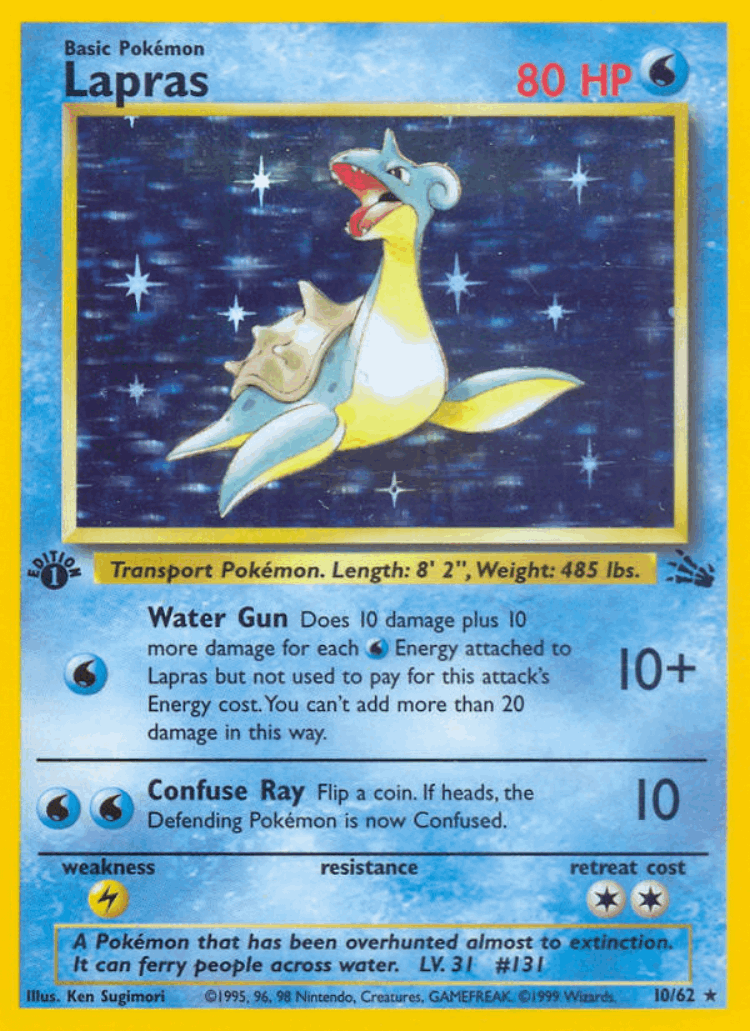 Lapras #10 from Fossil - Rare Holo - Illustrated by Ken Sugimori