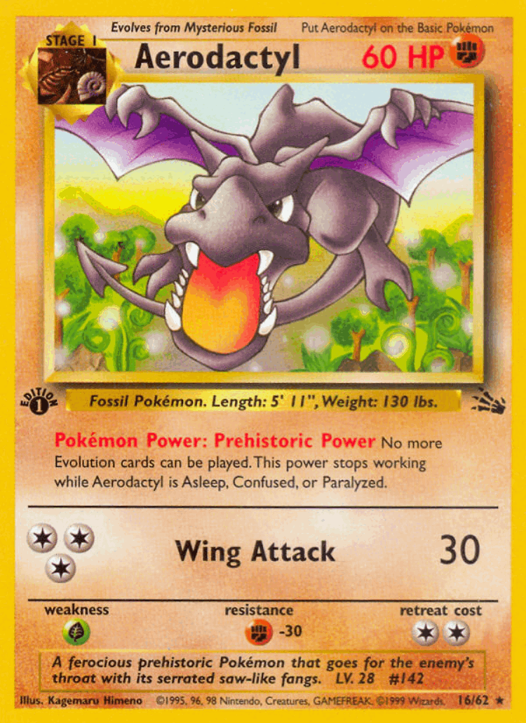 Aerodactyl #16 from Fossil - Rare - Illustrated by Kagemaru Himeno