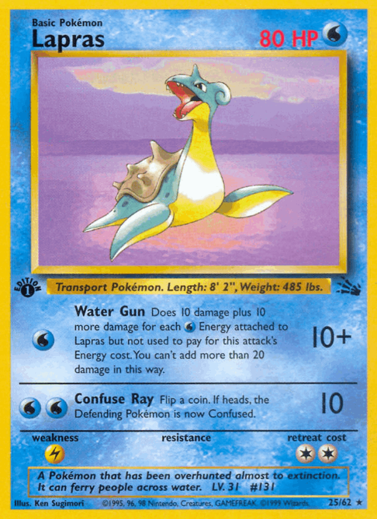 Lapras #25 from Fossil - Rare - Illustrated by Ken Sugimori
