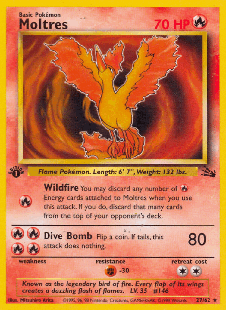 Moltres #27 from Fossil - Rare - Illustrated by Mitsuhiro Arita