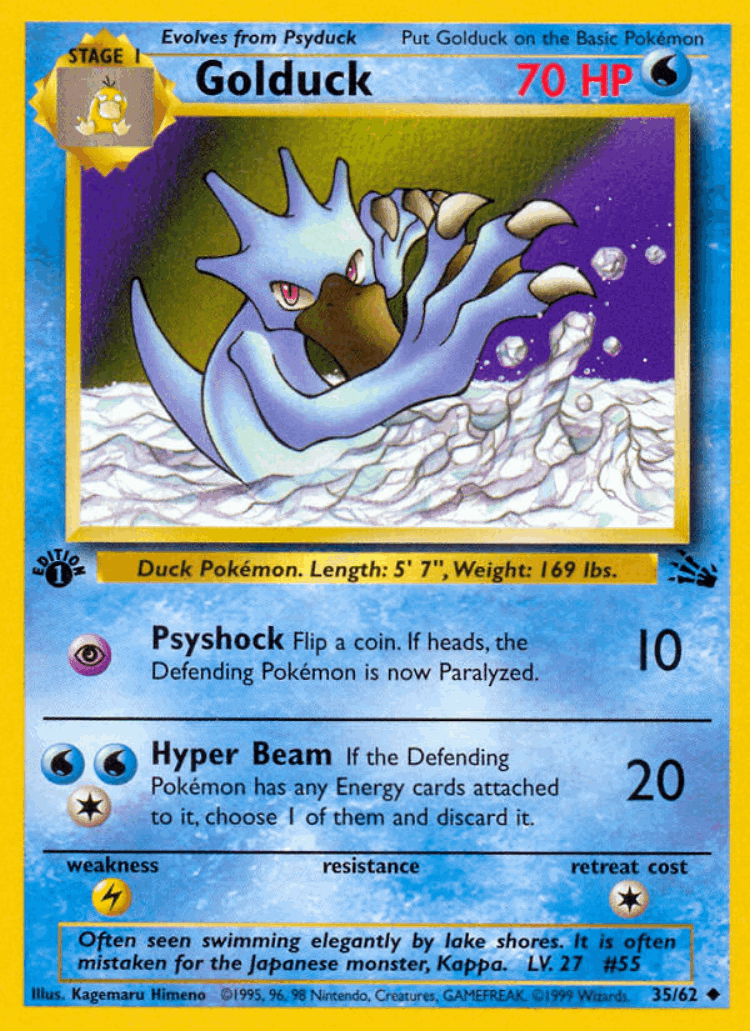 Golduck #35 from Fossil - Uncommon - Illustrated by Kagemaru Himeno