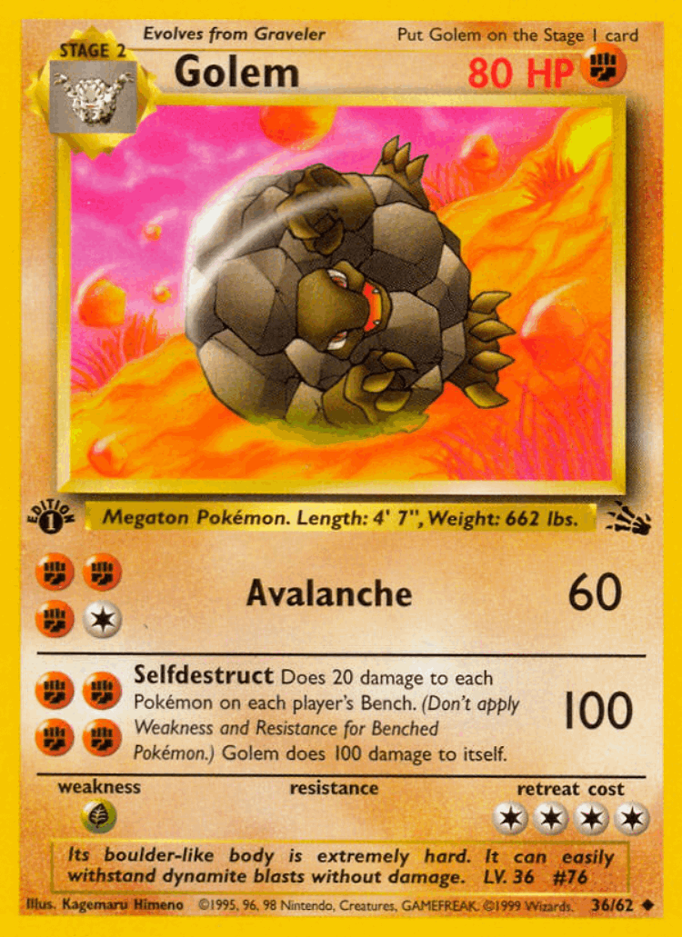 Golem #36 from Fossil - Uncommon - Illustrated by Kagemaru Himeno