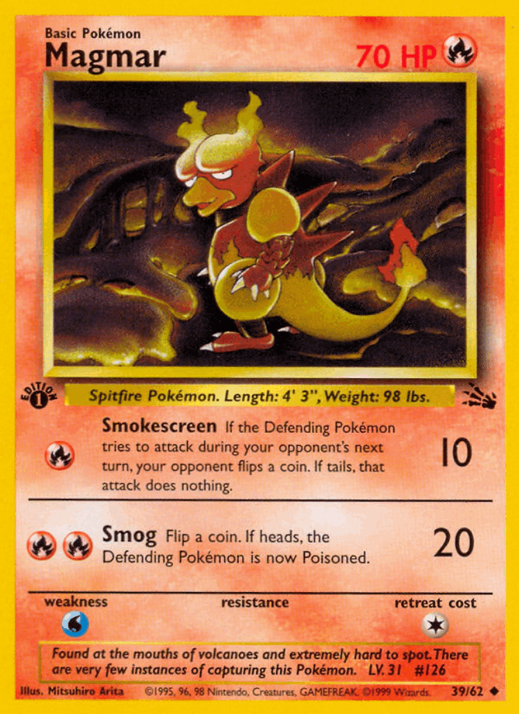 Magmar #39 from Fossil - Uncommon - Illustrated by Mitsuhiro Arita
