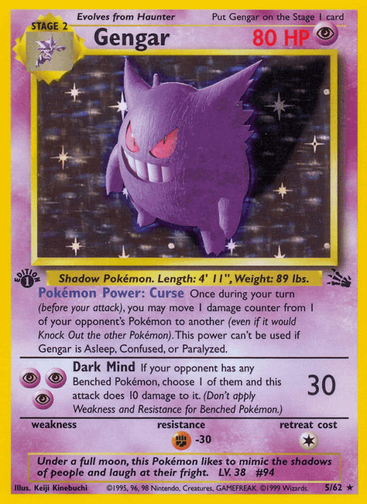 Gengar #5 from Fossil - Rare Holo - Illustrated by Keiji Kinebuchi