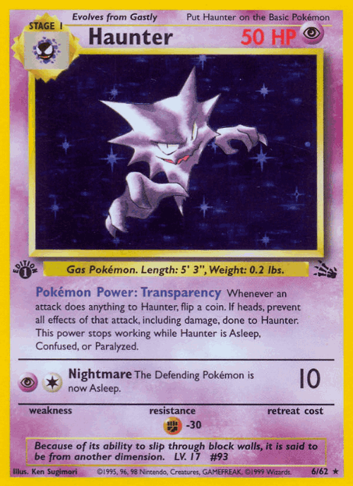Haunter #6 from Fossil - Rare Holo - Illustrated by Ken Sugimori