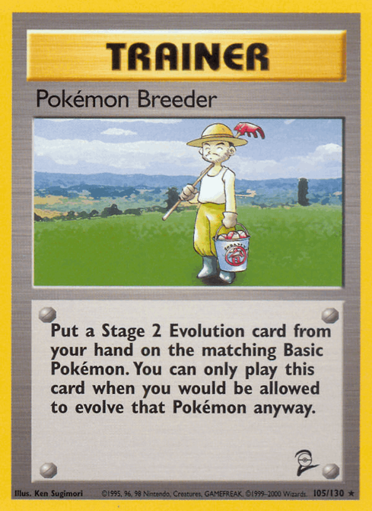 Pokémon Breeder #105 from Base Set 2 - Rare - Illustrated by Ken Sugimori