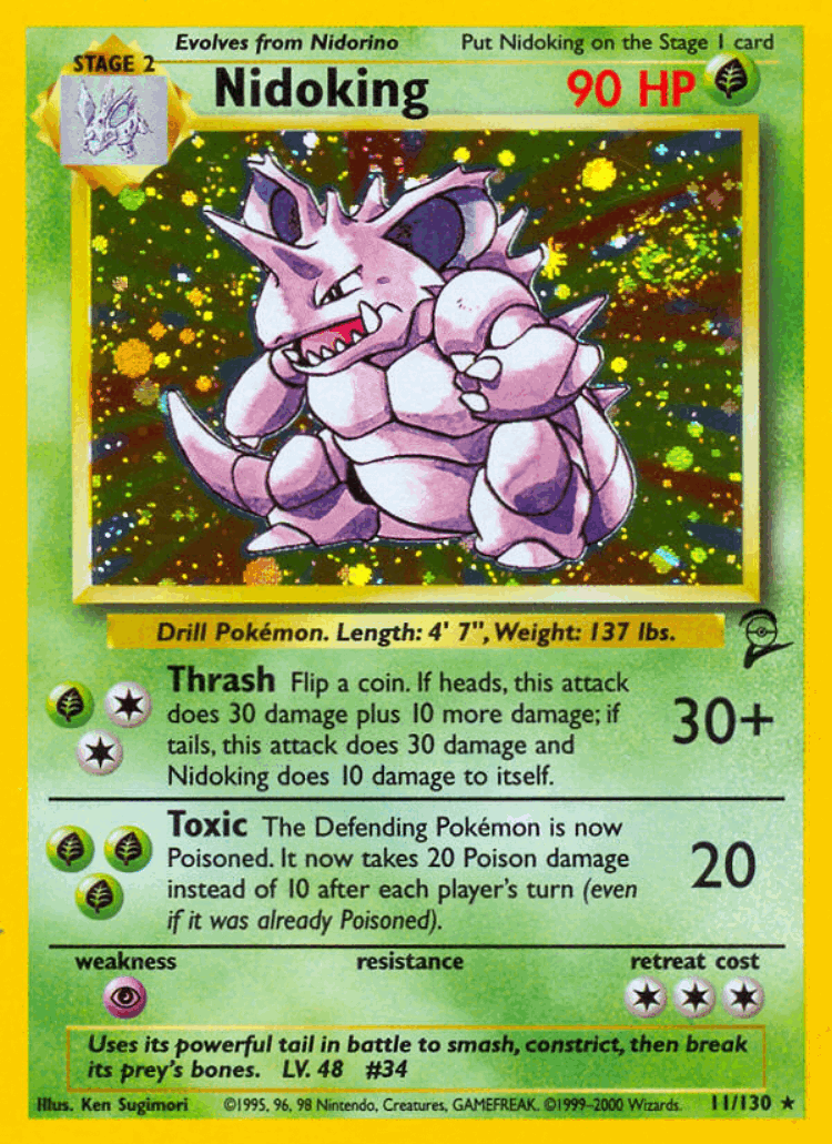 Nidoking #11 from Base Set 2 - Rare Holo - Illustrated by Ken Sugimori