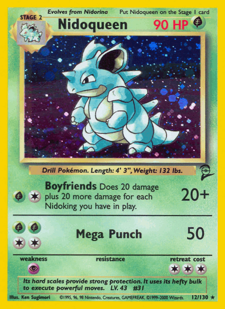 Nidoqueen #12 from Base Set 2 - Rare Holo - Illustrated by Ken Sugimori