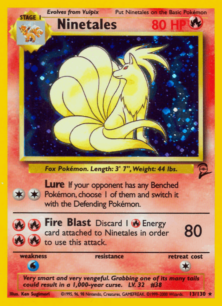 Ninetales #13 from Base Set 2 - Rare Holo - Illustrated by Ken Sugimori