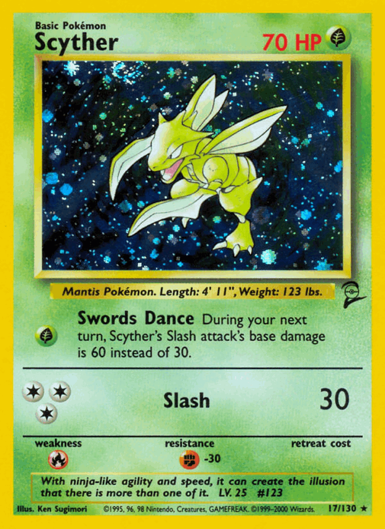 Scyther #17 from Base Set 2 - Rare Holo - Illustrated by Ken Sugimori