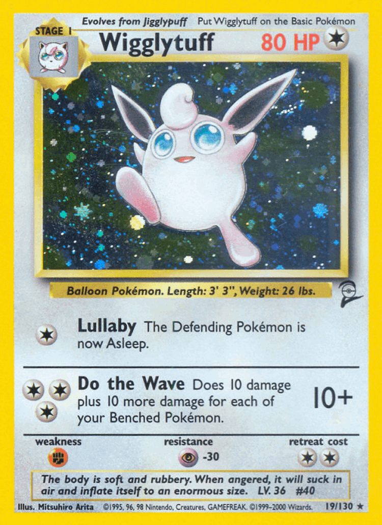 Wigglytuff #19 from Base Set 2 - Rare Holo - Illustrated by Mitsuhiro Arita