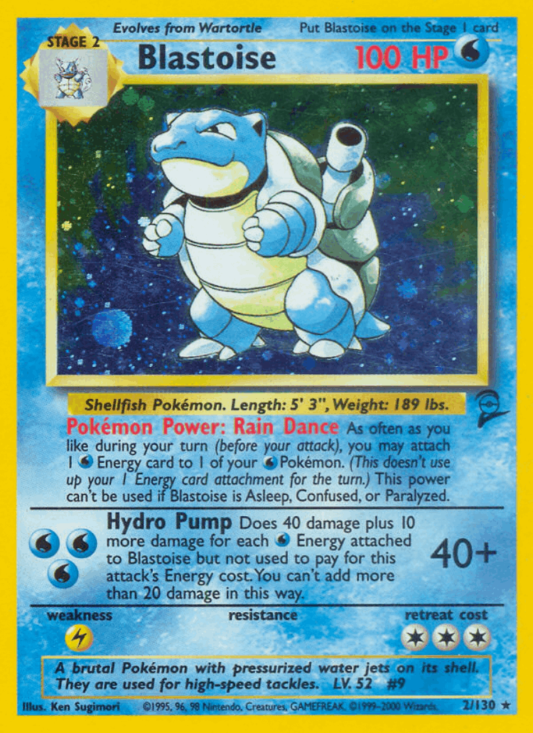 Blastoise #2 from Base Set 2 - Rare Holo - Illustrated by Ken Sugimori