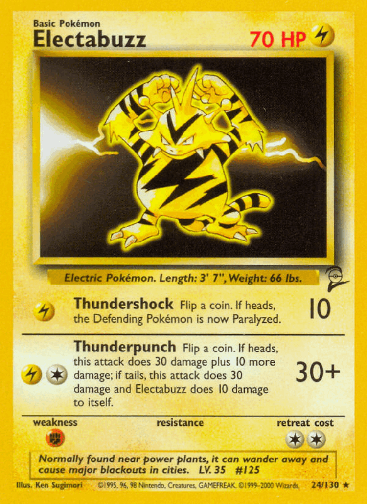 Electabuzz #24 from Base Set 2 - Rare - Illustrated by Ken Sugimori